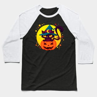 Pumpkin Cat Halloween Baseball T-Shirt